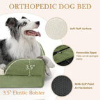 Comfort Expression Orthopedic Dog Bed for Small Dogs 20x14 Inch, Waterproof Supportive Egg Crate Foam Small Pet Bed with Removable Bolster, Dog Couch with Washable Cover & Non-Slip Bottom, Light Green