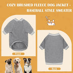 Dog Sweater Brushed Fleece Baseball Jacket Soft Warm Pet Sweatshirt Dog Sweaters for Small Dogs Puppy Sweater Boy Girl Pet(Gray-XS)