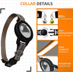 Airtag Cat Collar Breakaway, Odokele Reflective Cats Collars with Apple Air Tag Holder for Kitten, Cat GPS Tracker Adjustable Collars with Safety Quick Release Buckle for Kitties and Puppies - Coffee