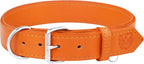 Riparo Dog Collar - Genuine Leather Dog Collars - Heavy Duty Dog Collars for Medium Large and Extra Large Dog Breeds (XL: 1.5” Wide for 22” - 26” Neck, Orange)