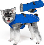 KYEESE Waterproof Dog Coat, Warm Windproof Jacket, Turtleneck Winter Dog Coats for Small Dogs with Leash Hole, Reflective Pet Clothes & Outdoor Apparel, Thick Fleece-Lined Winter Jacket, Blue, Large