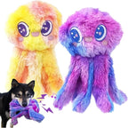 Clairooo Squeaky Dog Toys, Colorful Crinkle Octopus, Plush Dog Toys for Chewing, Interactive, Soft Fabric for Small, Medium & Large Dogs, Daily Companionship, Training Reward, (Purple)