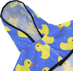 HDE Dog Raincoat Jacket Reflective Adjustable Hooded Pet Poncho Rain Coat with Leash Hole for Small to X-Large Dogs Rubber Ducks - M