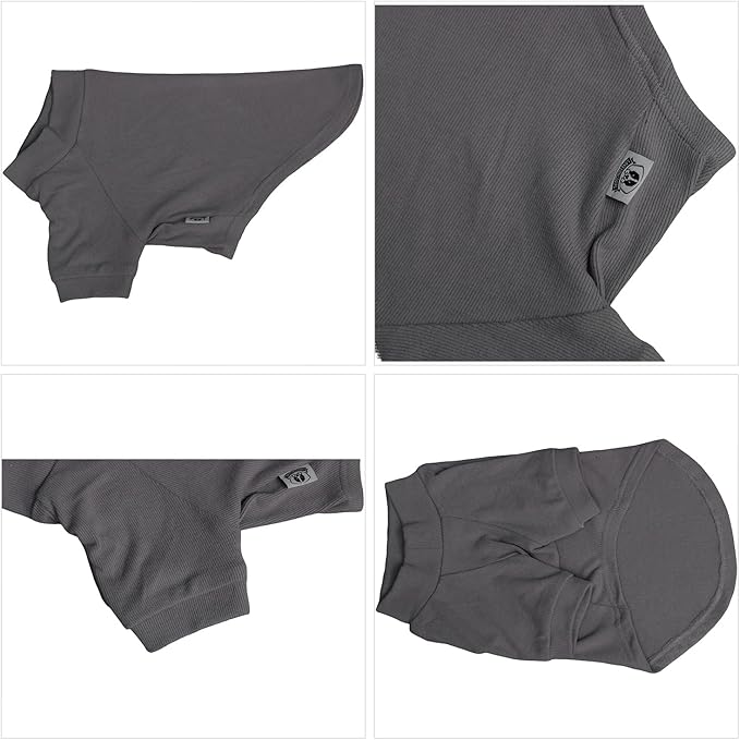 Lovelonglong Ribbed Dog T-Shirt Cotton Knitted Dog Sweaters for All Season Pet T-Shirts for Large Medium Small Dogs Dark Gray XL