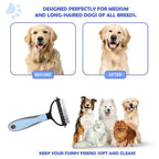Double Sided Pet Dematting Comb - Effortless Detangling and Deshedding Tool for Dogs Cats, Tangle-Free Grooming with Blue Handle