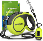 2025 New Model Retractable Dog Leash 18ft' - Detachable Poop Bag and Chew Proof Cable and Included Heavy Duty Reflective Retractable Leash for Small Medium Large Dogs up to 66 lbs