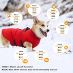 Dog Coat with Harness Built-in, Waterproof Reflective Fleece Lined - Warm Windproof Winter Jacket with Back Zipper, Cold Weather Snow Dog Coats - Red - L