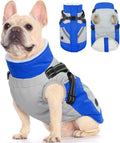 FUAMEY Dog Winter Jackets for Small Dogs,Dog Coat with Harness Built in,Waterproof Dogs Snowsuits Warm Pet Jacket Zip Up Fleece Cold Weather Coats Reflective Puppy Vest with Pocket Blue S
