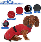 Dachshund Coat Warm Winter Dog Coat - Red, Medium - Dachshund Jacket with Fleece Lining, Waterproof Dog Coat Christmas Dachshund Snowsuit with Harness Hole and Adjustable Buckle Closure