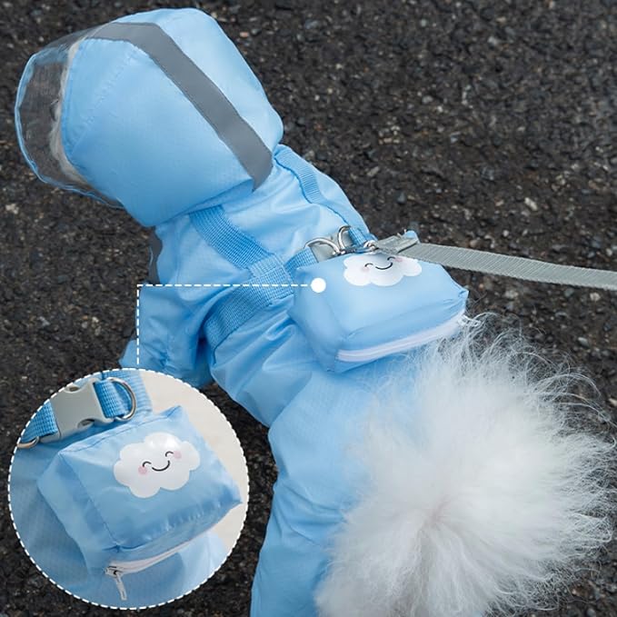 Full Coverage Small Dog Raincoat, Waterproof with Four-Leg Protection, Ideal for Teddy Bears, Includes Waterproof Mini Backpack (Yellow, X-Large(Suggest Weight 13.2-16.6lb))