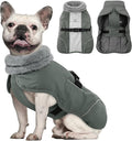 Queenmore Dog Winter Jacket, Fleece Dogs Vest for Winter, Dog Cold Weather Coats, Puppy Coats for Medium Breeds Waterproof, Pet Snowsuit with Leash Hole, Grey, M