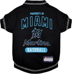 MLB Miami Marlins Dog T-Shirt, X-Large. - Licensed Shirt for Pets Team Colored with Team Logos