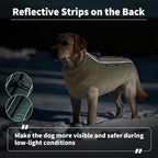 IDOMIK Warm Dog Coat with Harness, Waterproof Reflective Dog Jackets for Small Medium Large Dogs, Fleece High Collar Winter Jacket with Zipper, Pet Winter Snowsuit Clothes for Cold Weather,Khaki 3XL