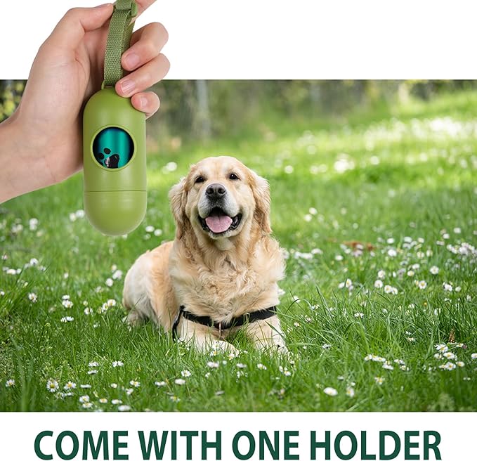Dog Poop Bag Rolls - 540 Count Dog Waste Bags with Dispenser, Extra Thick Strong Leak proof Poop Bags for Dogs Doggy | Scented Dark Green