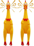 HEALTH & OUTDOORS Rubber Chicken Squeeze Squawking Chicken (2 Pack), 12-Inch Yellow Screaming Chicken Dog Toys, Prank Noise Maker Dog for Silly Novelty Party Favors, Games