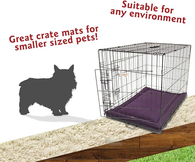 Majestic Pet Dog Crate Mat - Machine Washable Soft Plush Pet Bed Pad for Crates & Kennels USA Crafted 24"x18" Villa Aubergine