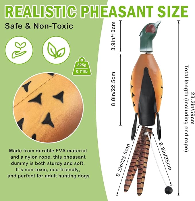 Archerest Dead Duck Dove Pheasant Dummy Bumper Toys for Waterfowl Hunting Retriever Dog Training, Floating Mallard Dummy Trainer Outdoor Soft Durable Realistic Fowl