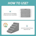 Wide Dog Stairs for Small Dog 22.6" H, Curved Pet Step for Puppy, Older Cat, Curved Ramp for High Bed or Car, Ladder with High Density Foam, Durable, 5 Step, 17.7x33x22.6 inch, Grey