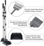 TNELTUEB Dog Pooper Scooper Set, 3 Pack Adjustable 49.1 Inches Long Handle Metal Tray, Rake and Spade Poop Scoop for Waste Removal, No Bending Clean Up for Large and Small Dog