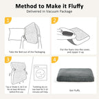 Dog Bed Medium Size Dog, Flat Pet Beds with Removable Washable Cover, Pet Mat Cute Crate Bed Thick Shredded Chopped Crate Foam & Anti Slip Bottom for Indoor, 29"x21"x3" Grey
