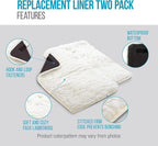 Sherpa Replacement Liners for Travel Pet Carriers - Soft Absorbent Cat & Dog Kennel Pad with Waterproof Backing, Machine Washable Crate Pads, 16.5x11.25in - 2 Pack, White, Medium
