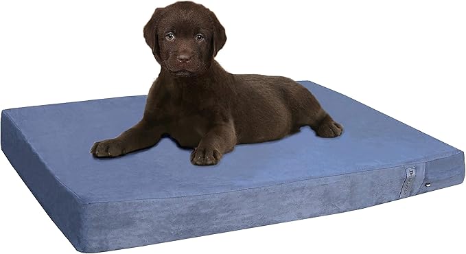 Dogbed4less Orthopedic Gel Memory Foam Pet Dog Bed, Waterproof Liner with External Microsuede Cover and Bonus Antislip Cover (Microsuede Gray, 35"X20"X4" Inches)