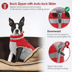 AOFITEE Dog Coat, Warm Dog Winter Coat, Reflective Cold Weather Dogs Puffer Jacket with Harness Built in, Waterproof Pet Fleece Vest Snowsuit for Small Medium Large Dogs, Christmas Red L