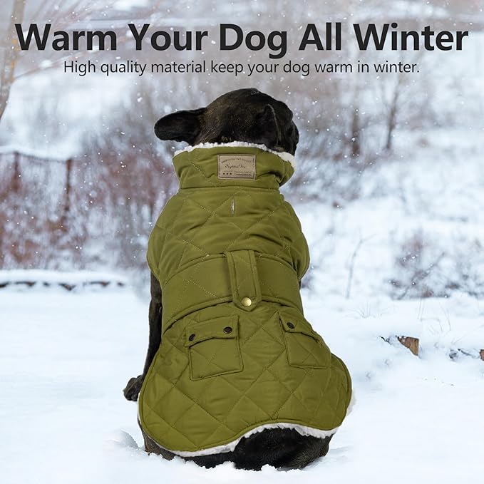 KYEESE Dog Coat Thick Pet Winter Coat with Pocket Windproof Dogs Jacket with Fleece Lined Waterproof Dog Coats for Large Dogs Soft Pet Sweater with Leash Hole Warm Pets Puffer Clothes for Cold Weather