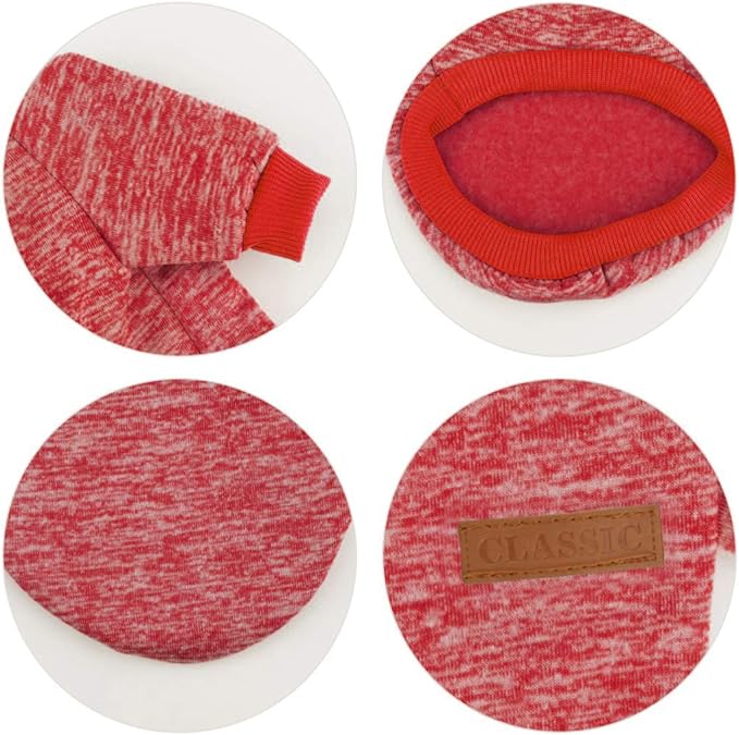 Idepet Pet Dog Classic Knitwear Sweater Soft Fleece Coat Thickening Warm Dogs Shirt Winter Pet Dog Cat Clothes Puppy Customes Clothing for Small Dogs(M,Orange Red)