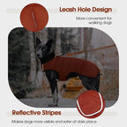 IDOMIK Dog Winter Coat, Warm Waterproof Dog Puffer Jacket with Harness Hole, Adjustable Reflective Snow Jacket Vest with Turtleneck, Pet Cold Weather Coats for Large Dogs,Caramel,2XL