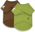 Koneseve Dog Shirts 2 Pack Soft Tee Comfortable Pet Clothes for Small Pets Brown & Avocado Green XL