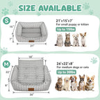 Rectangle Cat Dog Bed for Large Medium Small Pets Indoor Outdoor Machine Washable Sleeping Sofa Non-Slip Bottom Soft Puppy Bed Durable Orthopedic Calming Pet Cuddler (Medium, Grey Pattern)