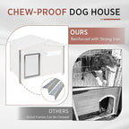 Outdoor Dog House, Weatherproof Wooden Kennel for Medium Dogs, Large Wooden Dog House with Chew-Proof Iron Frame, Removable Floor (Grey, 43.5"D x 29.5"W x 33.5"H) (Grey, 43.5" D x 29.5" W x 33.5" H)