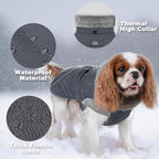 KYEESE Waterproof Dog Coat, Windproof Winter Jacket with Thick Fleece Lining, Extra Warm Turtleneck Dog Coats for Medium Dogs with Leash Hole and Reflective Design, Gray, X-Large