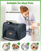 Morpilot Pet Travel Carrier Bag, Soft-Sided Dog Carrier Cat Carrier Pet Carrier (18 x 12.5 x 14 Inches), for Large Cats and Medium Puppies, w/Locking Safety Zippers, Foldable Bowl