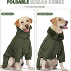 IDOMIK Dog Winter Coat for Medium Dogs, Warm Dog Winter Jacket with Fleece High Collar, Zippered Cold Weather Coats for Dogs, Waterproof Doggy Snow Jacket Clothes,Green,M