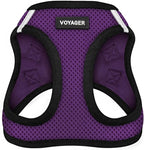 Best Pet Supplies Voyager Step-in Air Harness - All Weather Mesh, Reflective, No Pull Harness for Dogs, Cats - Secure with Hook & Loop Fastener, Buckle, Double D-Rings - Purple/Black Trim, L