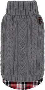 KYEESE Dog Sweater Soft Pullover Dog Sweaters for Large Dogs Warm Turtleneck Large Dogs Sweater with Gingham Patchwork Comfy Pet Coat for Fall Winter Cold Weather