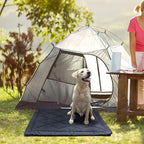 Travel Dog Bed, Portable Waterproof Anti-Slip Dog Camping Bed Mat with Carry Handles for cat or Other pet, Machine Washable, 36 * 23” Dark Blue