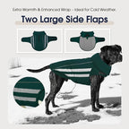 IECOii 5XL Waterproof Dog Jacket - Thermal Fleece Lining & Reflective Coats for Cold Weather, Adjustable Great Dane Winter Coat for Camping, Hiking, Green, Sizes XXXXXL