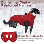 Dog Coat Winter Warm Dog Jackets for Large Dogs Reflective Snowsuit with Harness Fleece Dogs Snow Jacket Waterproof Pet Clothes for Cold Weather