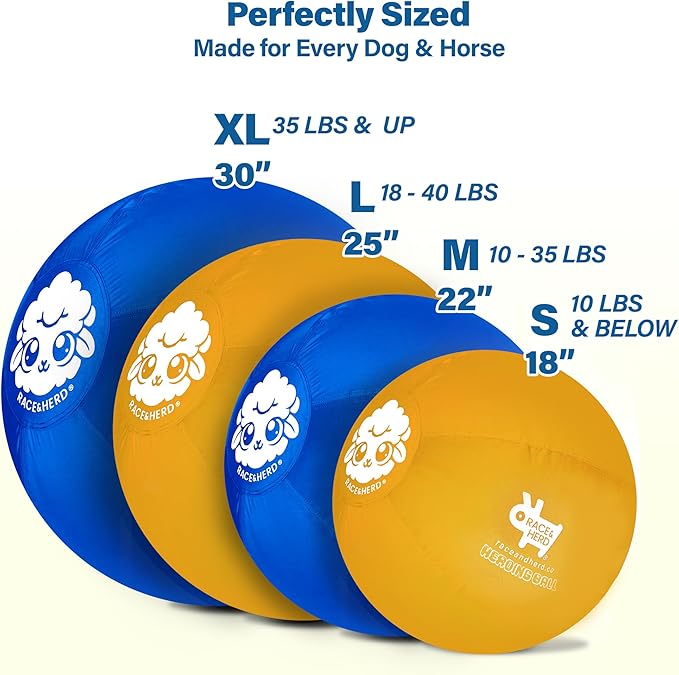 Race&Herd 25" Original XXL Herding Ball for Dogs - Giant Herding Dog Ball Australian Shepherds, Herding Toys, Dog Training Toy for Medium Breeds, Dog Toy for Outdoor Play (for Medium Dogs, Blue)
