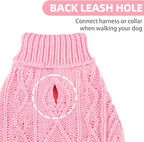 PUPTECK Dog Sweater, Turtleneck Warm Knitted Pullover Coat, Thick Cable Knitwear Clothes in Winter, Pet Apparel Outfits for Small Medium Dogs, for Cold Weather Indoor & Outdoor, Pink M