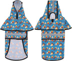 HDE Dog Raincoat Jacket Reflective Adjustable Hooded Pet Poncho Rain Coat with Leash Hole for Small to X-Large Dogs Happy Camper - M