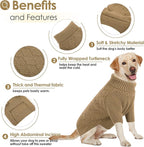 AOFITEE Small Dog Sweater, Dog Sweaters for Small Dogs Male, Thick Dogs Winter Sweatshirt Girl Boy, Pet Halloween Sweater, Classic Cable Turtleneck Holiday Knitwear for Pug Dachshund (Brown, S)