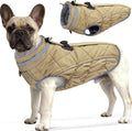 Dog Coat, Warm Dog Winter Coat for Small Dogs, Waterproof Jacket with Harness Built in, Reflective Turtleneck Cold Weather Coats with Zipper,Pet Fleece Vest Snow Jacket, Brown S