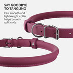 CollarDirect Rolled Leather Dog Collar, Soft Padded Round Puppy Collar, Handmade Genuine Leather Collar Dog Small Large Cat Collars 13 Colors (6-7 Inch, Pink Smooth)