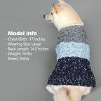 KYEESE Dog Sweater Color Block with Fuzzy Thread Knitted Turtleneck Dog Knitwear with dots in a Variety of Colors for Small Dogs Fall Winter Dogs Clothes, Navyblue, L