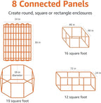 Amazon Basics Foldable Octagonal Metal Exercise Dog Playpen - Indoor/Outdoor, Single Door, Medium (8 Panels, 24 x 36), Easy to assemble and store, 36" - Medium, Black