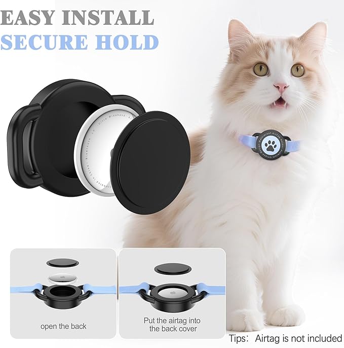 Airtag Cat Collar, Stretchy Kitten Collar with Apple Air Tag Holder, Lightweight and Comfortable, Ultra Elastic GPS Cat Collars for Cats Kittens and Puppies, 8-12.5 Inch, Blue